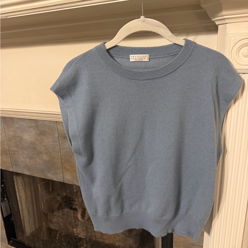 Brunello Cucinelli Pale Blue Cashmere Crewneck Sweater